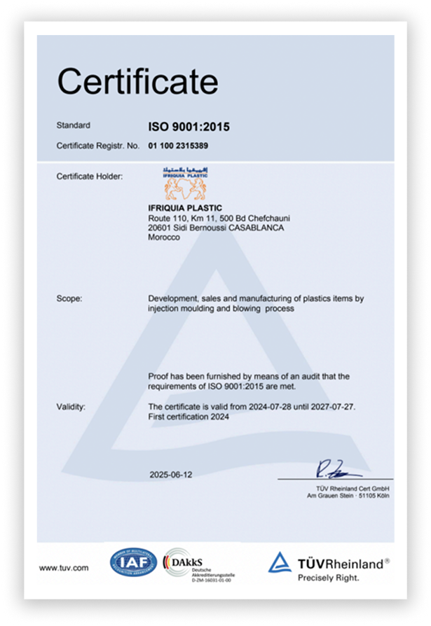IFRIQUIA PLASTIC ISO 9001